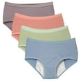thumbnail image 1 of Teenager Girl's Breathable Cotton Period Panties Pack of 4pcs Menstrual Heavy Flow Leak-Proof Underwear Briefs, 1 of 7