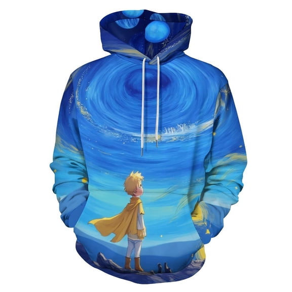 Teenager in Cape Under Galaxy Men's Women Vintage 3D Hooded Sweatshirt - All-Season Loose Fit Streetwear