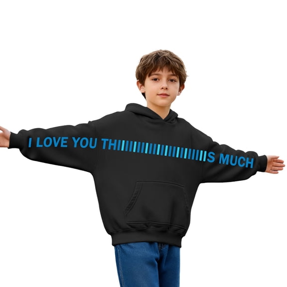 Teenagers' Long Sleeve Graphic Print Hooded Sweatshirt with Drawcord, Soft Easy-Pull Design for Daily Use and Outings
