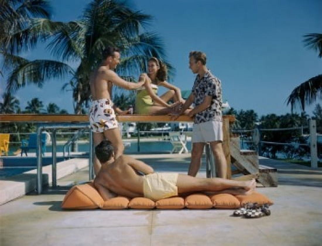 Teenagers having fun at a swimming pool Canvas Art - (18 x 24)