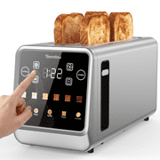 Teendow 4 Slice Touchscreen Toaster, 1400W Stainless Steel Smart Toaster with 1.5" Wide Slots, LCD Countdown Timer, 6 Shade Settings & 5 Bread Mode