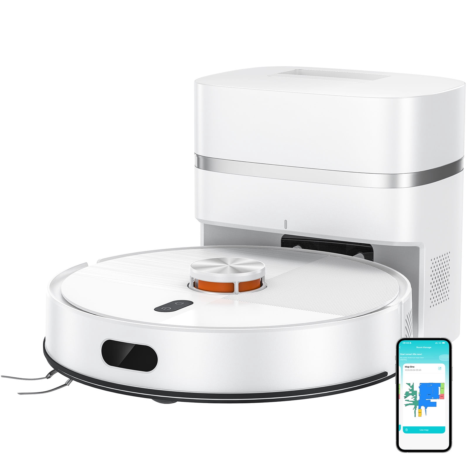 Robot Vacuum Cleaner with 12000 Pa Powerful Suction, Smart mapping, 90 Days Self-Emptying, for Pet Hair Carpet & Hard Floor