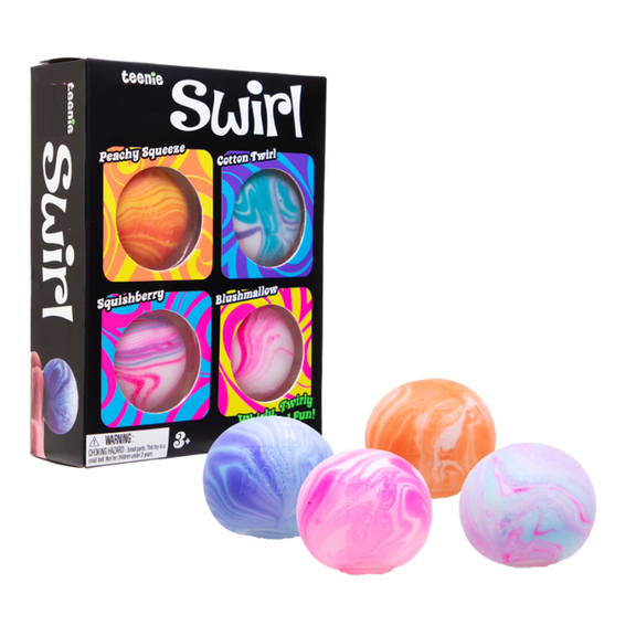 Teenie Swirl 4Pack - Luminous Glitter Sensory Cube, Firm Tactile Focus Aid
