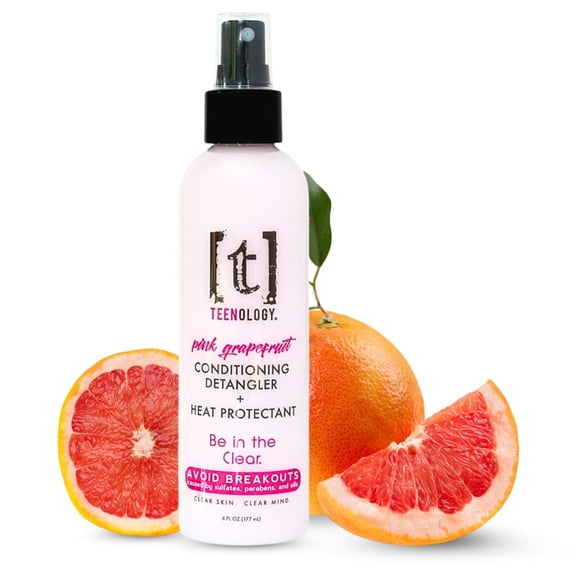Teenology Leave-In Conditioning Detangler and Heat Protectant for Teens, Pink Grapefruit, 6 oz