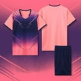 thumbnail image 1 of Teens 2 Piece Workout Outfits Sets 4-14 Years Boys & Girls Kids Summer Breathable T-Shirts and Shorts Gym Soccers Running Track Suits, 1 of 4