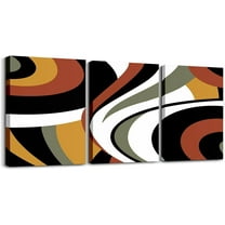 Teens Adult Geometry Swirl Canvas Wall Art for Living Room Bedroom Abstract Art Striped Wall Painting Women Men Vintage Brown Red Picture Wall Decor Rustic Wall Art for Home Decor Unframed