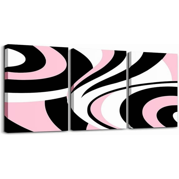 Teens Adult Geometry Swirl Canvas Wall Art for Living Room Bedroom Abstract Art Striped Wall Painting Women Men Vintage Brown Red Picture Wall Decor Rustic Wall Art for Home Decor Unframed