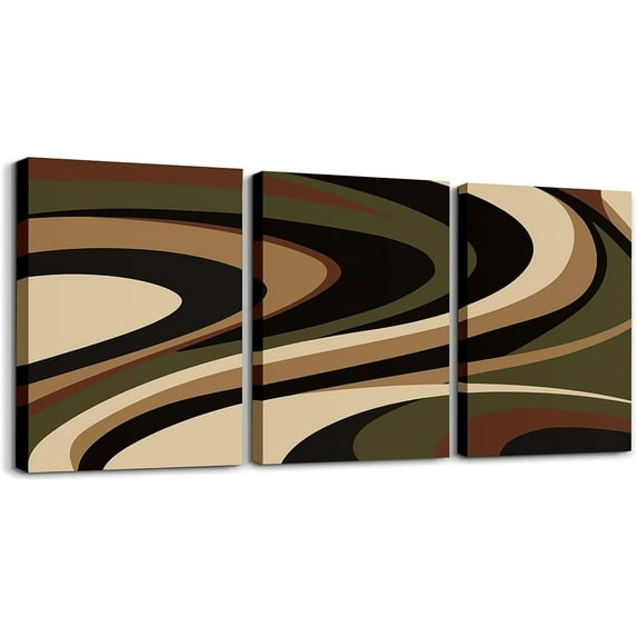 Teens Adult Geometry Swirl Canvas Wall Art for Living Room Bedroom Abstract Art Striped Wall Painting Women Men Vintage Brown Red Picture Wall Decor Rustic Wall Art for Home Decor Unframed