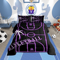 thumbnail image 1 of Teens Basketball Bedding Set Twin Sports Comforter Set, Black Purple Basketball Court Duvet Insert Ball Gaming Quilt Comforter, Sport Gamer Bedding Comforters & Sets (Black Reversible), 1 of 5