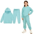 thumbnail image 1 of Teens Boys Girls Active Sweatsuit 2 Piece Long Sleeve Blue Hooded Sweatsuits Pullover Jogging Pants Fall Clothes Teen Girls Clothes 10-11 Years, 1 of 4