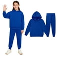 thumbnail image 1 of Teens Boys Girls Active Sweatsuit 2 Piece Long Sleeve Blue Hooded Sweatsuits Pullover and Active Jogger Pants Fall Clothes 12-13 Years Girls Clothes, 1 of 4