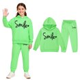 thumbnail image 1 of Teens Boys Girls Active Sweatsuit 2 Piece Long Sleeve Green Soft Hoodie Sweatpants Joggers Set Warm Fall Winter Clothes 12-13 Years Girls Clothes, 1 of 4
