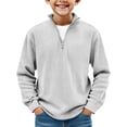 thumbnail image 1 of Teens Boys Quarter Zip Pullover Long Sleeve Corduroy Shirts Sweatshirts Kids Preppy Clothes Casual Daily Party or Photoshoot Gray 170(170), 1 of 5