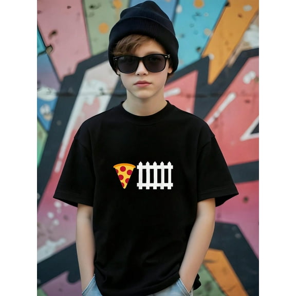 Teens Casual Minimalist Street Fashion Style Graphic T-shirt for Outdoor Sports and Daily Wear,Summer T-shirt for Teens and kids,Black 3-13Y