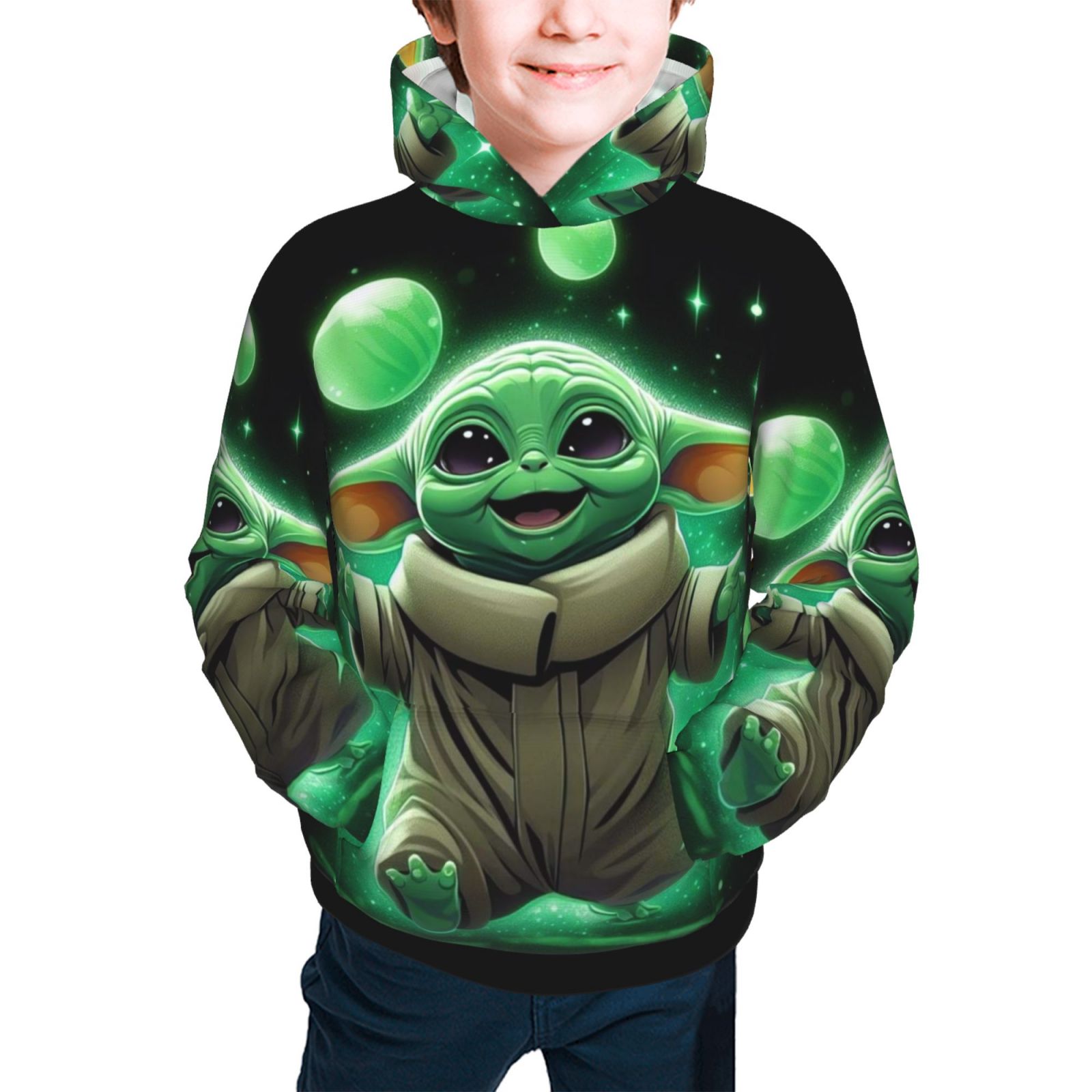Teens Fashion Long Sleeves Sweatshirt Baby Yoda Pullover Hoodie