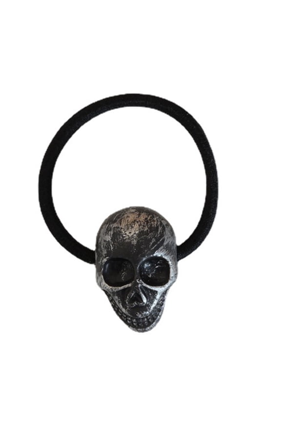 Teens Girl Hairband Elastic Hair Rope Skull Head Hair Tie Ponytail Holder for Female Goth Hair Accessory Party Headwear