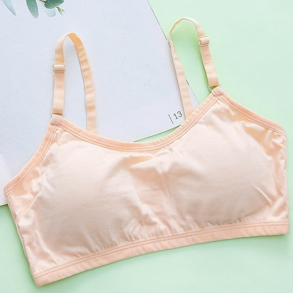 Teens Girls Bras Size 9-13 Wireless Padded Bralettes Kids Casual Solid Stretchy Pullover Breathable No Show Full-Coverage Underwear Bra