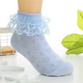 thumbnail image 1 of Teens Girls Cute Ankle Socks Cute Lace Ruffle Cotton Lightweight Stretchy Solid Soft Dancing Quarter Sock for 2-15 Years Toddles Kids Tweens, 1 of 5