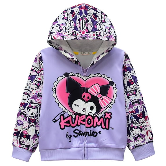 Teens Girls Cute Kuromi Zip Up Hoodie Jacket Long Sleeve Hoodies Sweatshirt with Pockets
