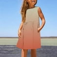 thumbnail image 1 of Teens Girls Midi Dresses with Pockets Size 3-14 Tweens Juniors Cute Sleeveless Crewneck Gradient Printed Comfort Pullover Going-Out Dress, 1 of 5