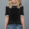 thumbnail image 1 of Teens Girls Mock Neck Tops 6-15 Years Kids Short Sleeve Pullover T-Shirts Juniors Trendy Solid Pleated Casual Lightweight Blouses, 1 of 3