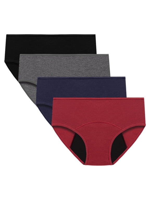 Teens Girls Period Underwear Menstrual Leakproof Protective Cotton Briefs Panties 4-Pack for Big Girls 10-18 Years
