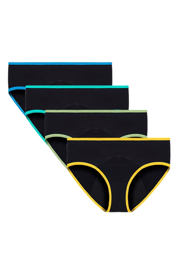 Teens Girls Period Underwear Menstrual Leakproof Protective Cotton Briefs Panties 4-Pack for Big Girls 10-18 Years