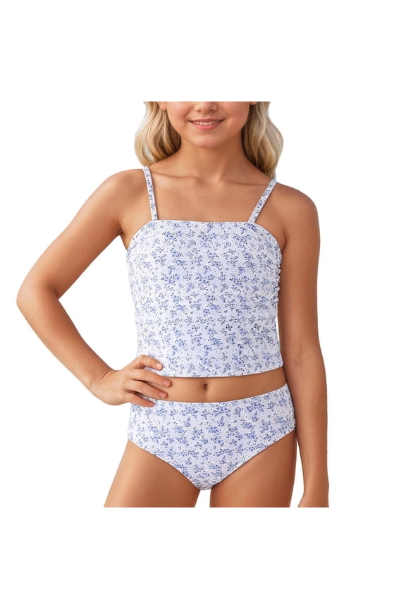Teens Girls Swimsuits 2 Piece Bathing Suits Swimsuit for Swimming Beach Pool with Soft Floral Swimwear 4-5 Years