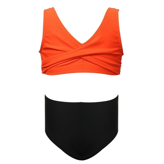Girls Swimsuits 2 Piece Bathing Suits Two Piece for Kids High Waist Bikini Rash Guard Swimsuit Bottoms with Sun Swimwear 11-12 Years