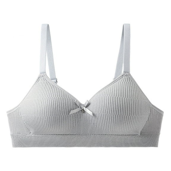 Teens Girls Training Bras Teen Girls Seamless Wireless Bra with Adjustable Straps Soft Comfortable Cute Padded Bralette Underwear Gray 17Y