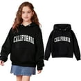 thumbnail image 1 of Teens Hoodies California Letter Print Hooded Long Sleeve Lightweight Pullover Tops Loose Sweatshirt Fall Winter Clothes 12-13 Years Girl Clothes Kids Clothes, 1 of 4