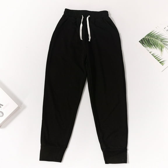 Teens Little Girls' Sweatpants Soft Athletic Performance Joggers Drawstring Lone Pants, Size 4-16 Years