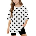thumbnail image 1 of Teens Loose T-Shirts Short Sleeve Tops Size 5-15 Boys & Girls Cute Polka Dot Printed Pullover Crewneck Loungewear Workout Tees 2025, 1 of 7