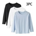 thumbnail image 1 of Teens Modal T Shirts 3 Pack Size 1-15 Long Sleeve Crewneck T-Shirts Toddlers Boys Girls Casual Lightweight Solid Pullover Multipack Basic Tees Tops, 1 of 8