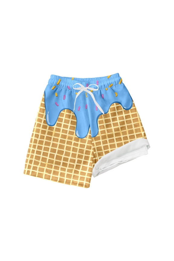 Swim Trunks Liner Boys Swimwear Funny Cool Dessert Print Boys Swimsuit Summer Beach Shorts 10-12 Years Boys Clothes