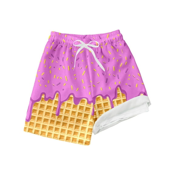 Teens Swimming Trunks for Boys Liner Boys Swimwear Cute Cool Dessert Print Toddler Boy Swimwear Beach Shorts 10-12 Years Boys Clothes