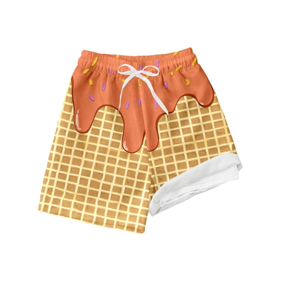 Teens Swimming Trunks for Boys Liner Boys Swimwear Funny Cool Dessert Print Toddler Swimsuit Boy Beach Shorts 14-16 Years Boys Clothes
