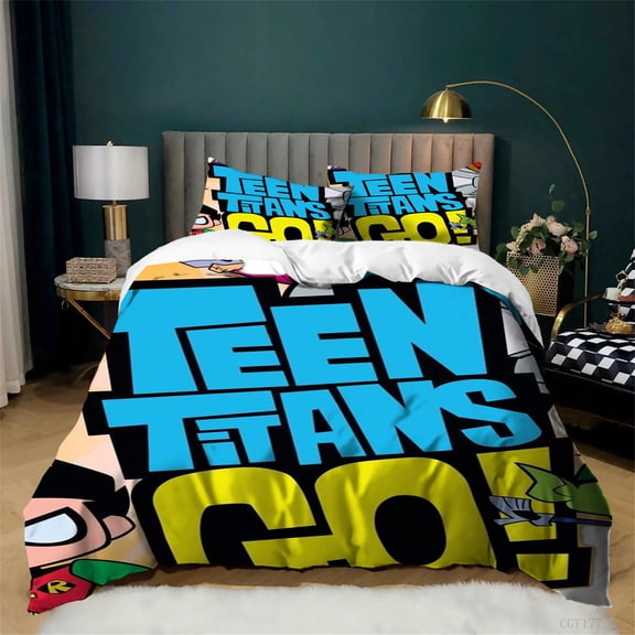 Teens_Titans Duvet Cover Set 3pcs Lightweight Bedding Set for All Season Soft Comfortable Quilt Cover with Pillowsham
