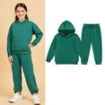 thumbnail image 1 of Teens Tracksuit Athletic Sweatsuits Sets 2 Piece Long Sleeve Green Basic Hoodie Leggings Pants Fall Winter Clothes Clothes for 10-11 Years Old Girls, 1 of 4