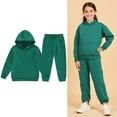 thumbnail image 1 of Teens Tracksuit Athletic Sweatsuits Sets 2PC Long Sleeve Green Pullover Hoodie Sweatshirt Sweatpants Winter Clothes Girls Clothes Size 12-13 Years, 1 of 4