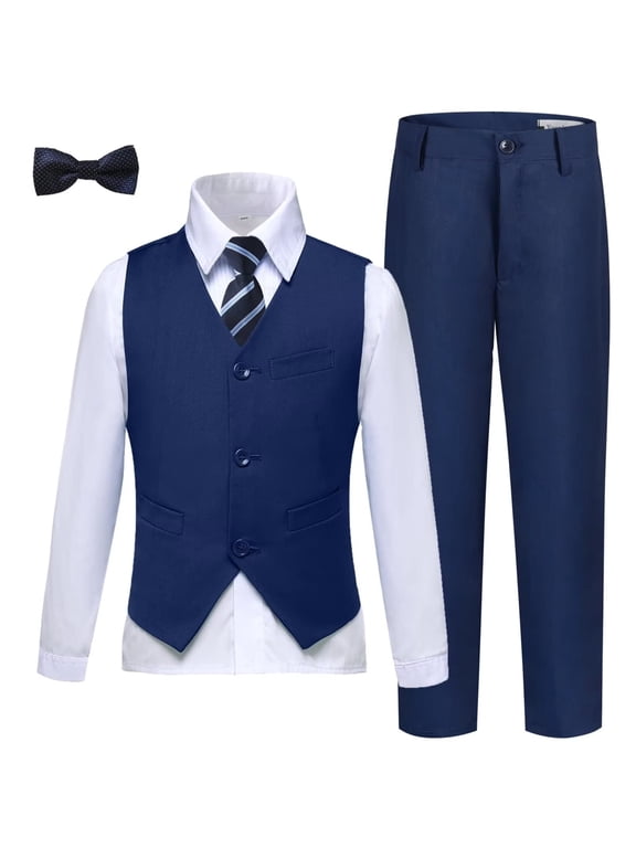 Teens Tuxedo Suit for Wedding Prom Suit Boys Jacquard Suits 4 Piece Blazer Jacket Pants Set with Tie Size 16