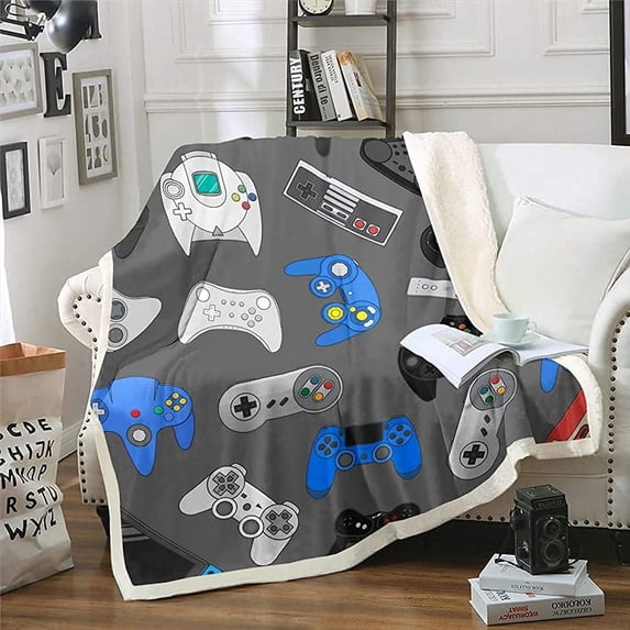 Teens Video Games Fleece Throw Blanket, Gaming Blankets, Gamer Plush Blanket Child Boys Girls Cartoon Gamepad Bedroom Decor Soft & Cozy Sherpa Fleece Blanket Baby 30x40 inch, Multi 27