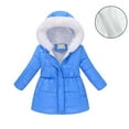 thumbnail image 1 of Teens Winter Coat for Girls Hooded Puffer Jacket Kids Blue Jacket Zip up Long Sleeve Lightweight Waterproof Jacket Kids Jacket for Kids 11-12 Years, 1 of 4