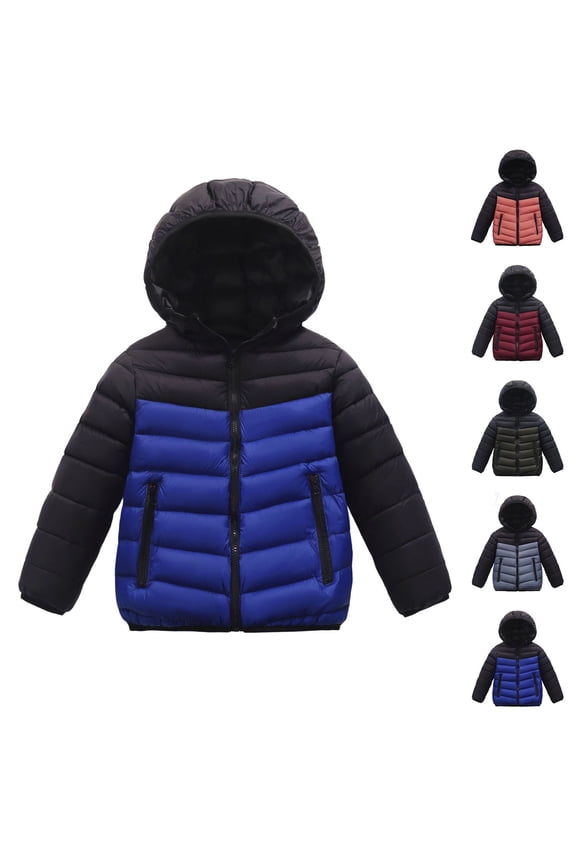 Winter Coats Hooded Puffer Jacket Blue Jacket Boys Full-Zip Long Sleeve Waterproof Kids Lightweight Jacket Boys' Outerwear Jackets & Coats 14-16 Years