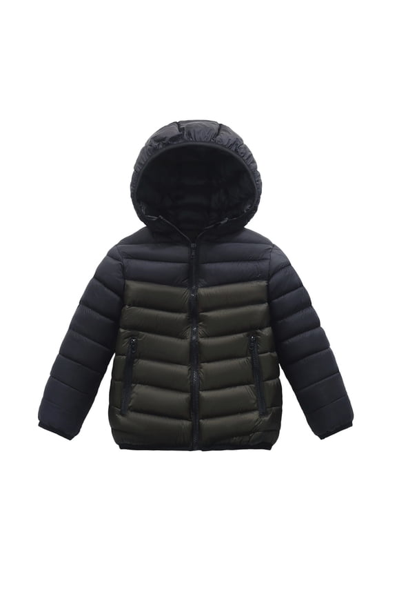 Winter Coats for Boys Hooded Puffer Jacket Green Jacket Zip up Long Sleeve Lightweight Waterproof Jacket Kids Jacket for Kids 12-13 Years