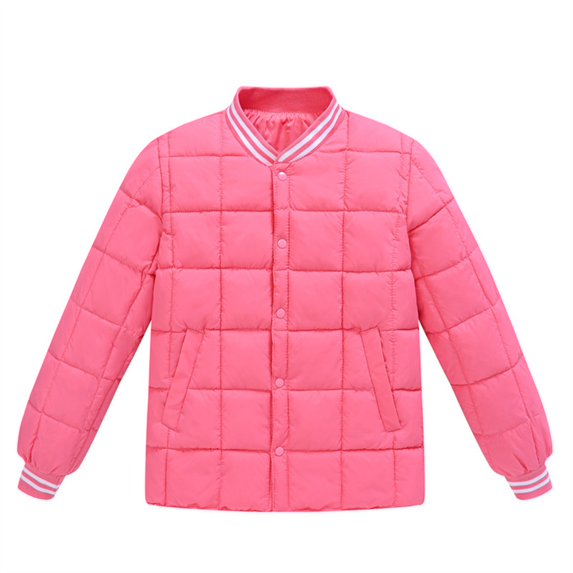 Teens Winter Jacket for School, 6-14 Years Heavyweight Puffer Coat with Hood, Warm Insulated Quilted Outerwear for Girls, Thicken Cold Weather Parka for Everyday Wear Pink