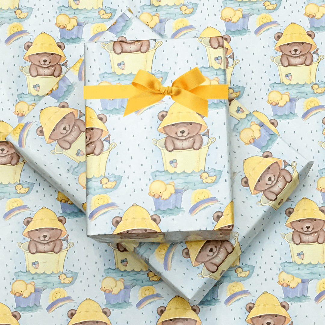 Personalized Baby Bear Plane Baby Shower Wrapping Paper - Add Any Name —  Potter's Printing