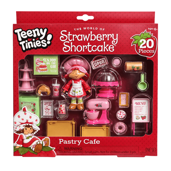 Teeny Tinies Strawberry Shortcake Pastry Cafe Playset, 20-Piece Mini Figure Set