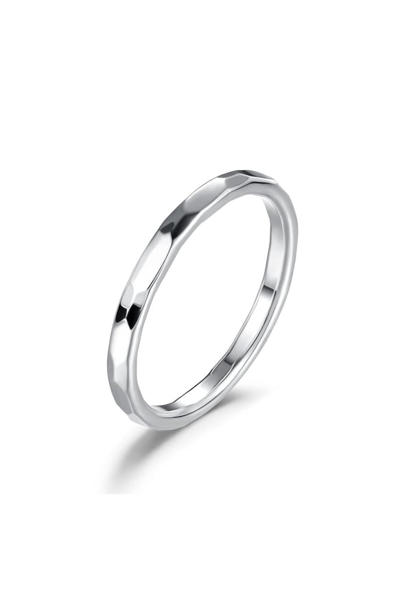 Teeny Tiny Stacking Ring, Genuine 999 Sterling Silver Ring, Minimalist Hammered Silver Band, Thin Sterling Silver Ring for Women