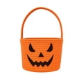 thumbnail image 1 of Teenyyou Halloween Basket, Bucket Pumpkin, Orange, 1 Pack | Cotton Rope Woven with Cute Face, Trick or Treat Candy Storage, Sturdy Handle, Halloween Party Favor and Decoration, 1 of 6